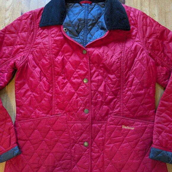 Barbour Liddesdale Quilted Jacket UK 10 USA 6 Quilted Winter Tartan Cord Collar - Picture 1 of 13